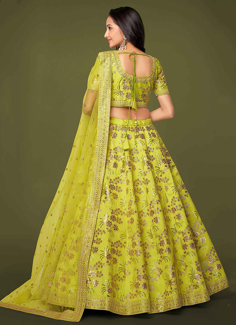 Green Art Silk Embroidered Lehengas GHSKA46427816