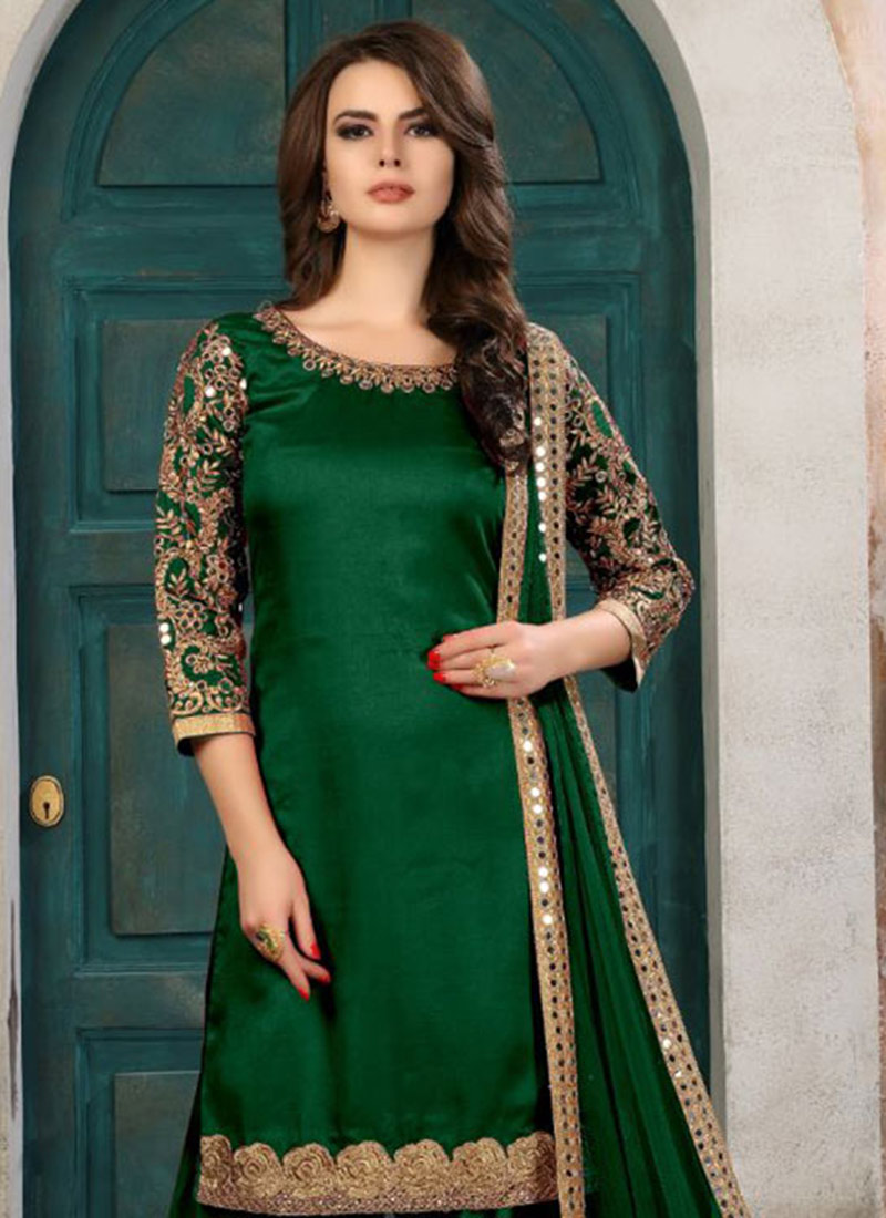 Buy Green Embroidered Salwar Suit, Embroidered, salwar suit Online