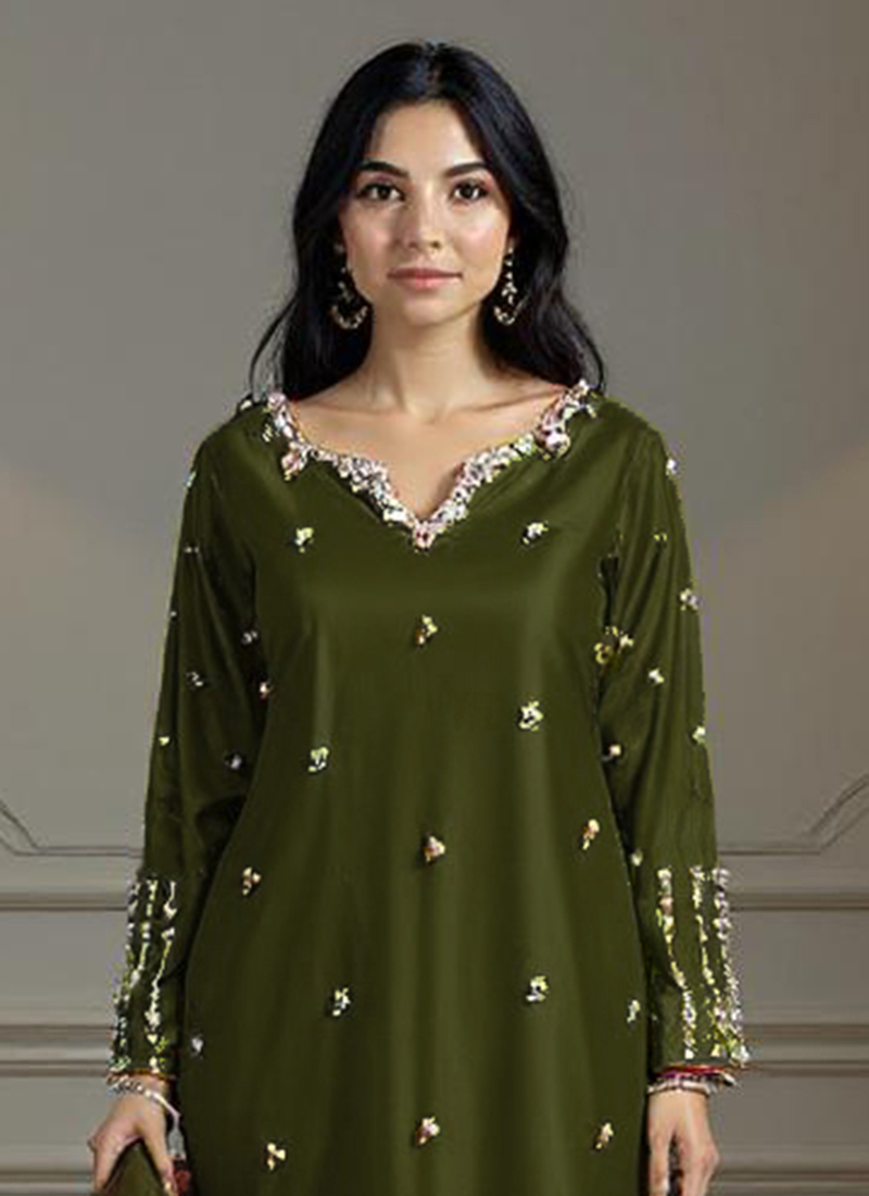 Grey Heavy Designer Semi-Stitched Pant Suit With Multi Thread Embroidery Hand Work
