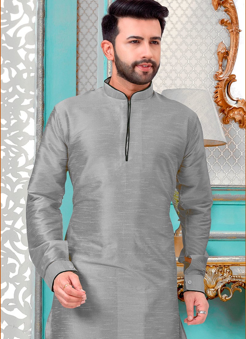 Cream Kurta Dhupion Art Silk Dhoti