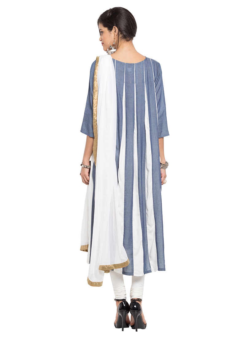 Cream Cotton Blend Salwar Suit Chudidar