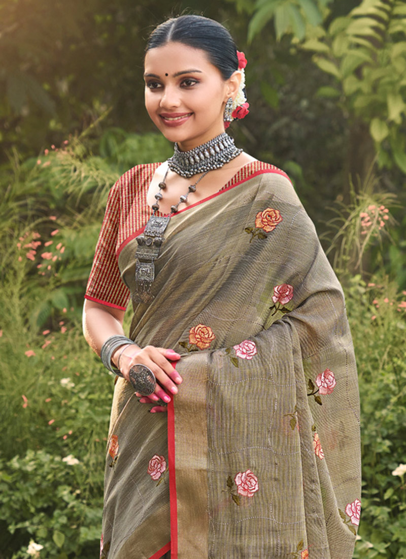 Purchase Linen sarees online Linen saree styles online Online Linen