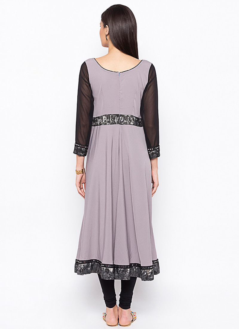 Black Kurta Jacquard Churidar main image 1