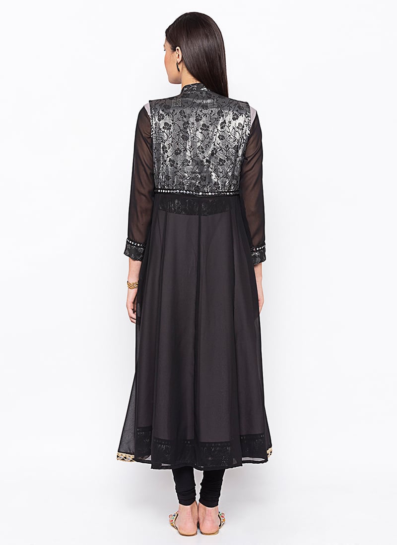 Black Kurta Silk Chudiddar main image 0