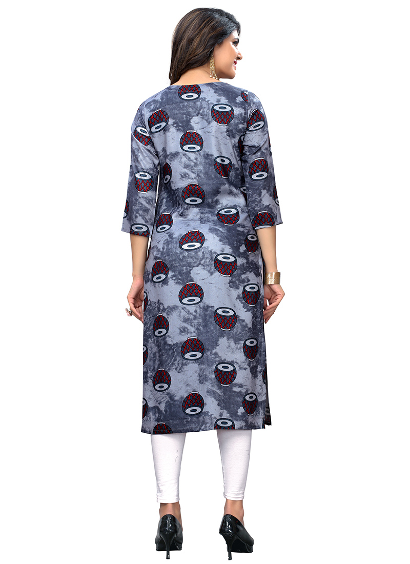 grey printed kurti