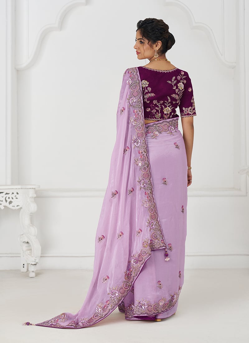 Lavender Light Dream Embroidered Saree main image 0