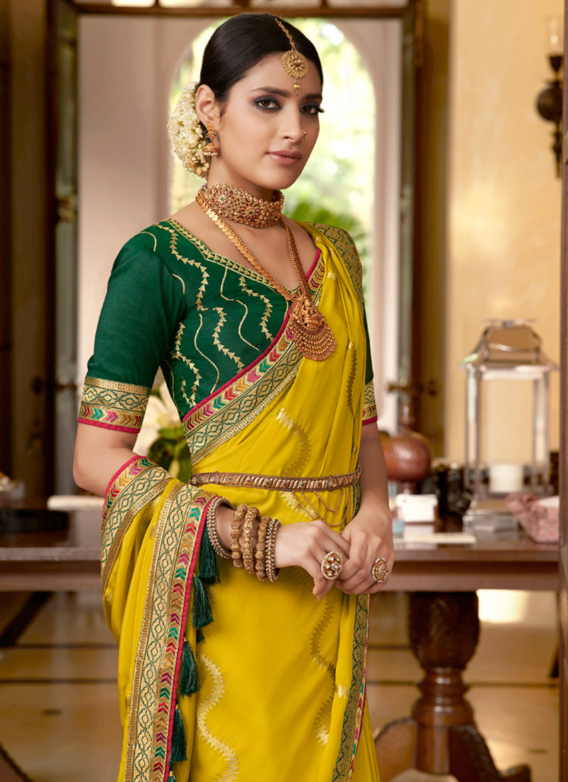 yellow muhurtham saree