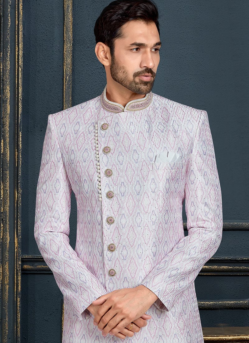 lilac sherwani