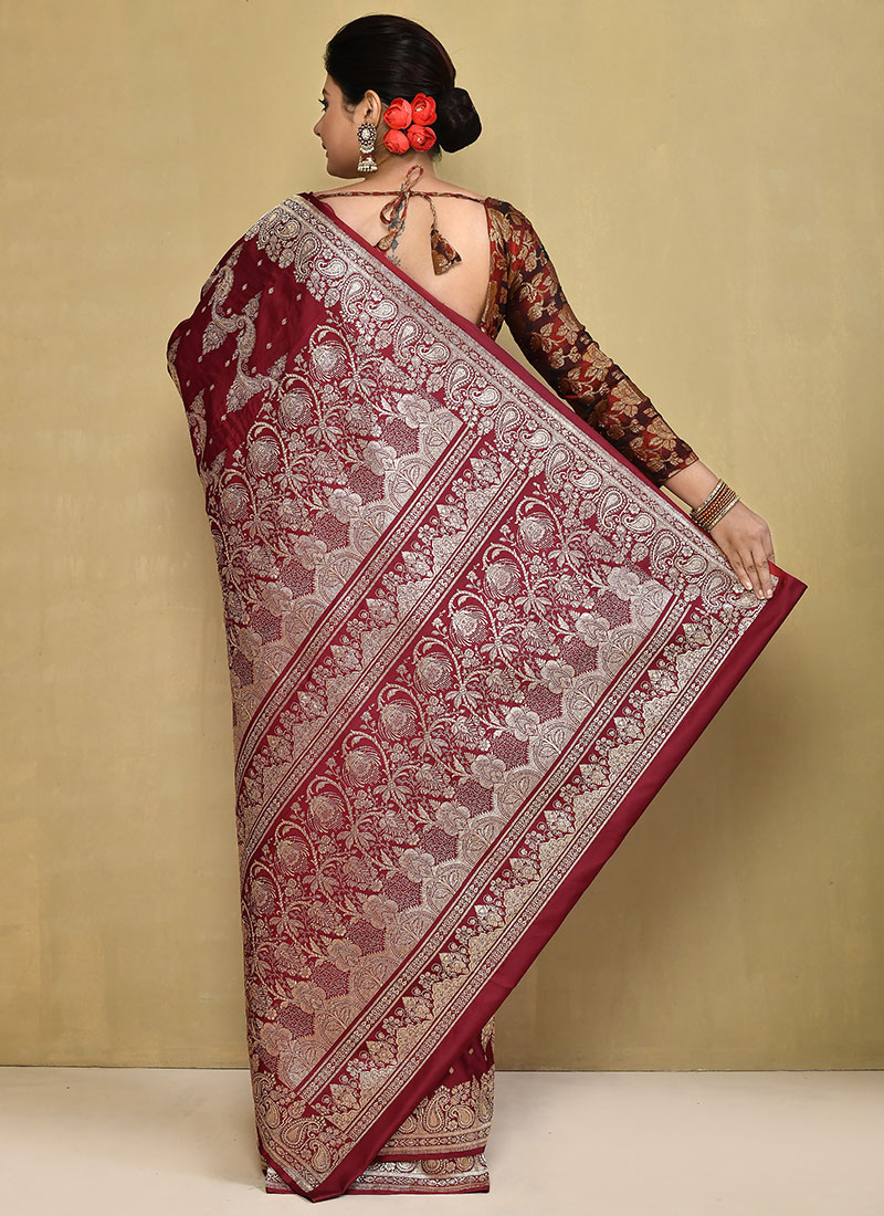 Indian Vintage Heavy Sari Peach Wedding Pure Silk Woven Banarasi Sarees Zari 5Yd Craft Fabric Dress making Crafting Wedding/Bridal Wear