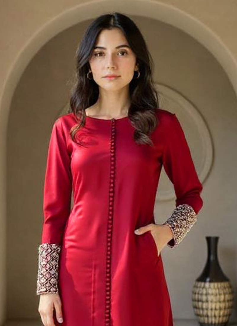 Maroon Banarasi Silk Position Prints & Embroidery Work Straight Suit Straight Cut Pant main image 1