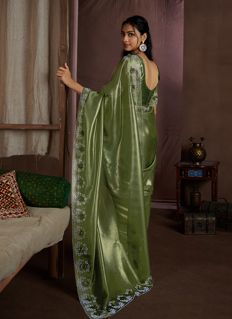 Mehendi Green Premium Dola Silk Saree main image 0