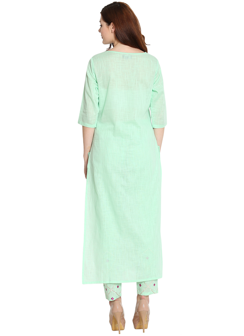 Buy Mint Green Straight Pant Suit, Embroidered, straight pant suit