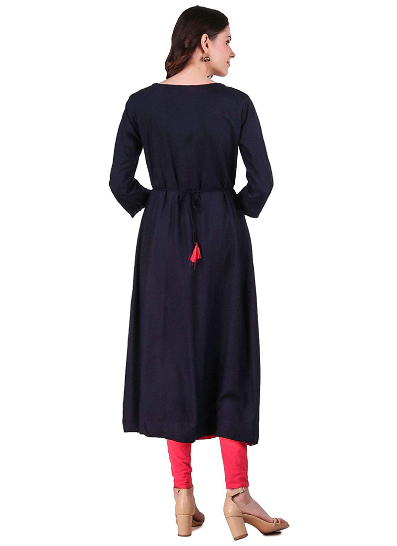 Buy Navy Blue Kurta Leggings Set, Embroidered, kurta leggings set