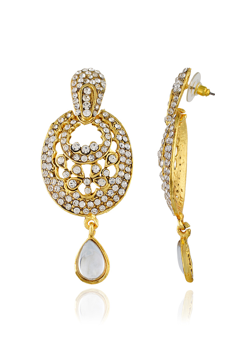 Shop One Stop Fashion Stone Studded Drop Earrings Online at Best Price