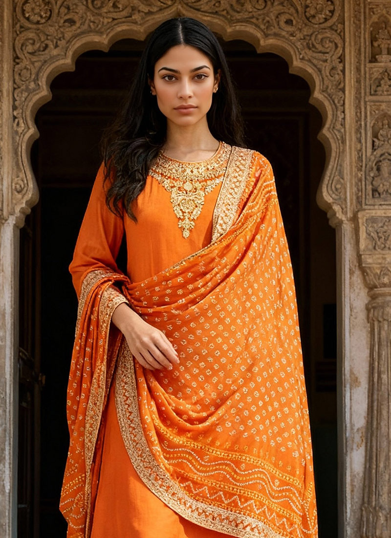 Champange Modal Chanderi Palazzo Salwar Suits