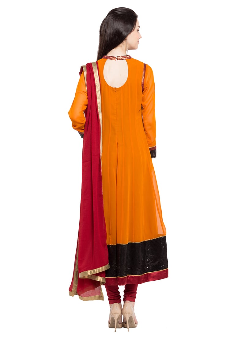 Orange Organza Chudidar Salwar Suit