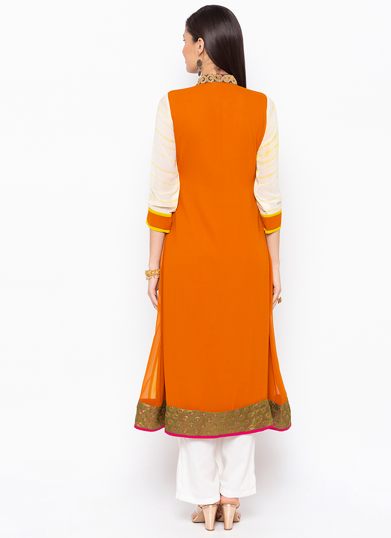 Orange Yarn-Dyed kurta Palazzo Set main image 0