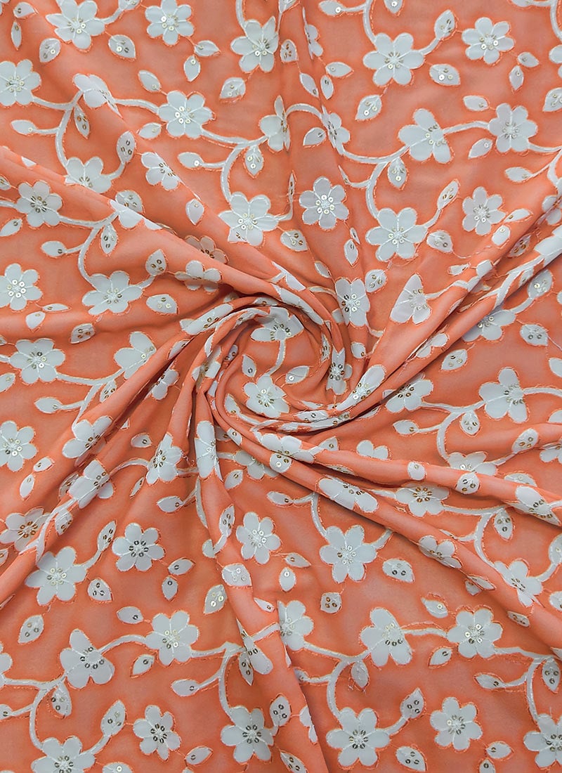 Peach Faux Georgette Fabric Maxi main image 1