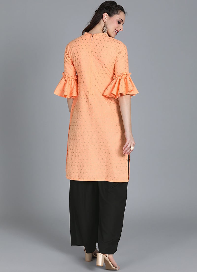 SCORPIUS PEACH PRINTED KURTA SET main image 1