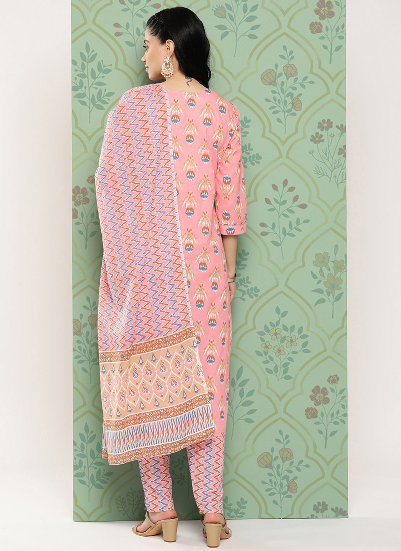Buy Peach Pure Cotton Floral Print Straight Pant Suit After Six Wear