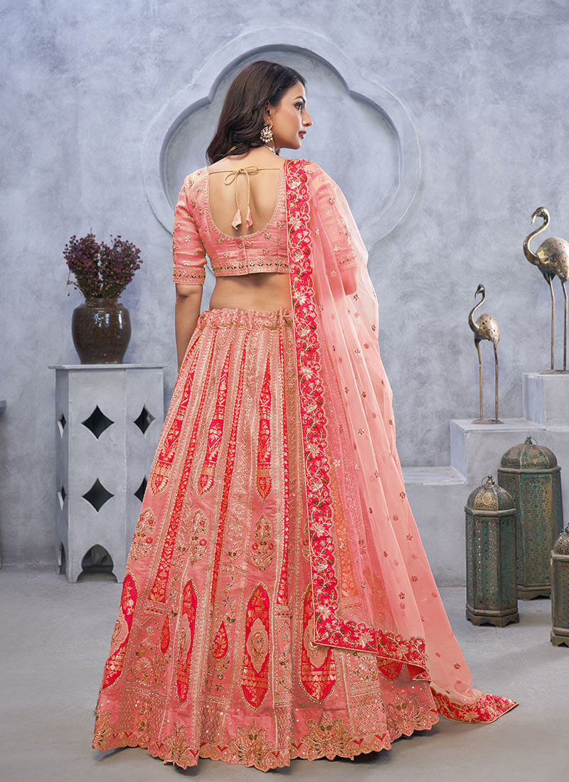 Silk & Sparkle Pink Banarasi Lehenga Blouse Dupatta with Intricate Embellishments - Buy main image 0