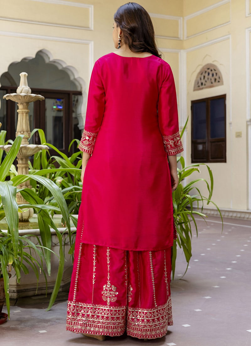 Pink Chinon Silk Palazzo Suit main image 0