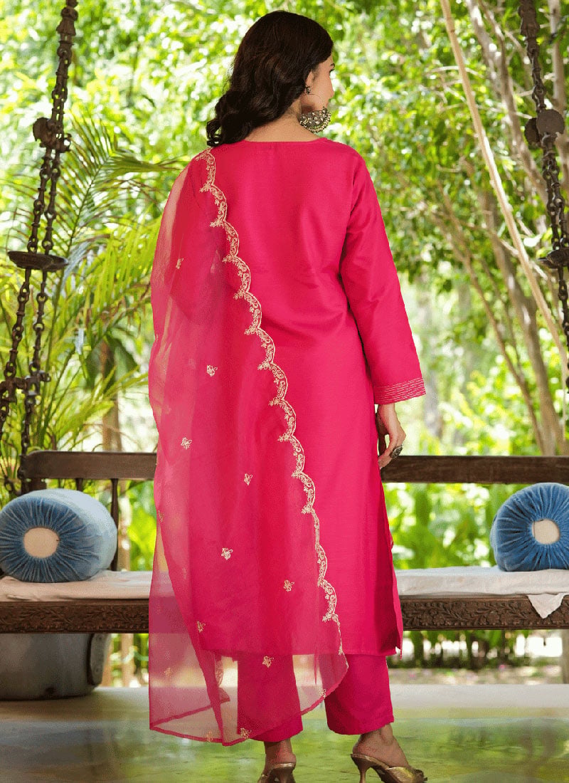 Coffee Trendy Designer Readymade Pant Suit With Embroidery Work