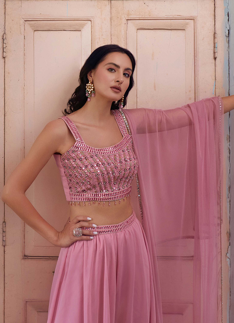 Crop Top Embroidered-Dark Pink main image 0