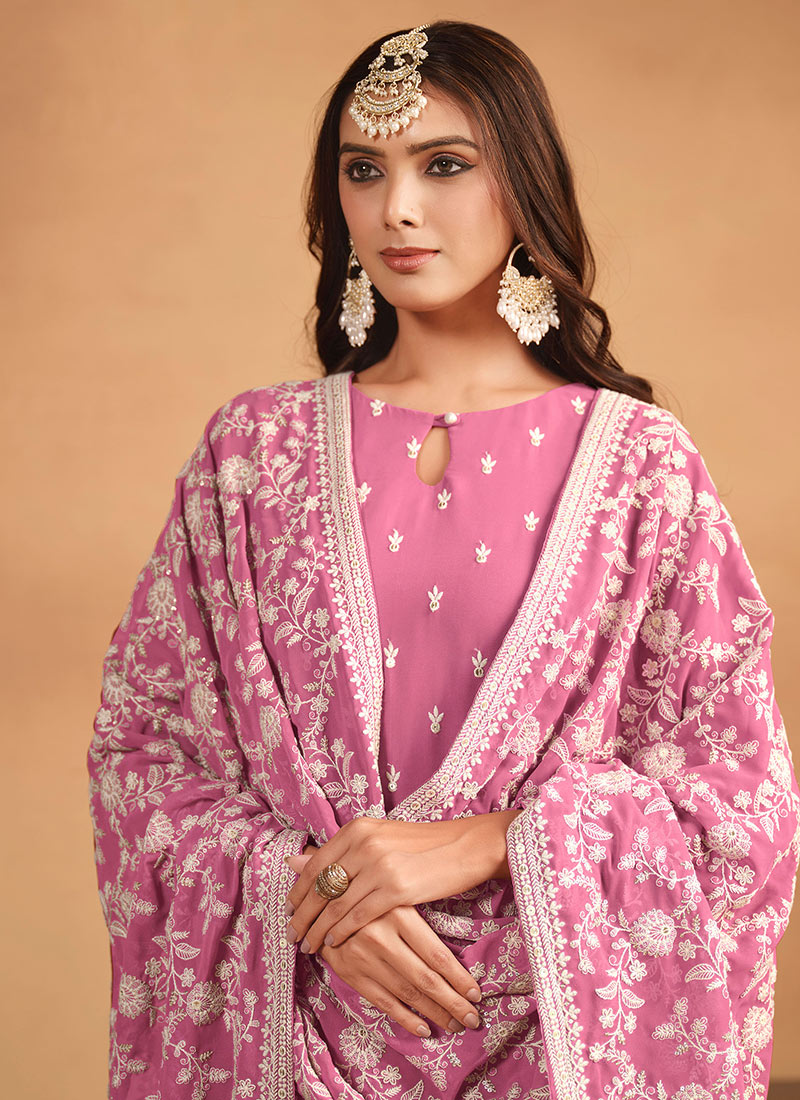 Pink Pant style Suit Georgette