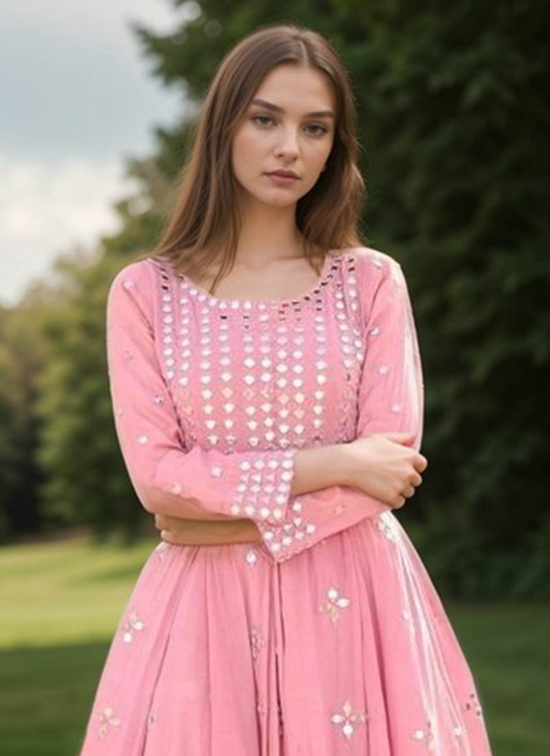 Dola Jacquard Pink Embroidered Festive Anarkali Suit main image 1