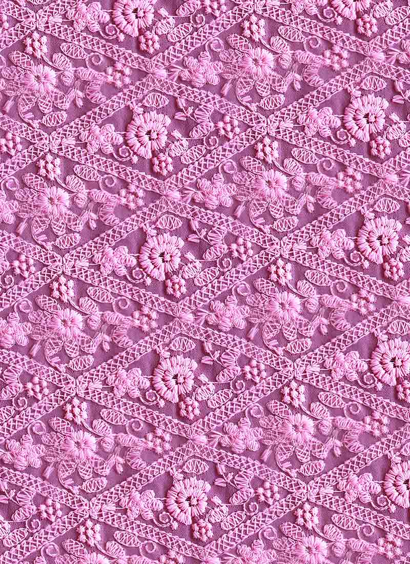 pink chikankari fabric