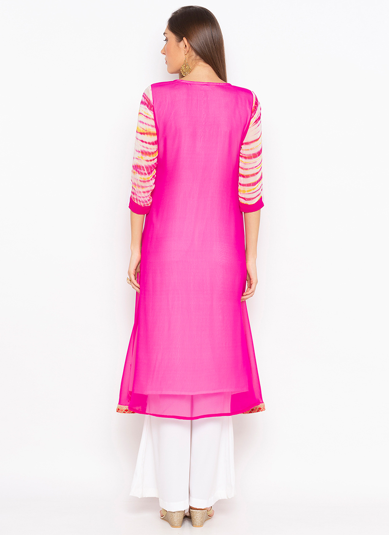 Pink Heavy Georgette Palazzo Straight main image 1