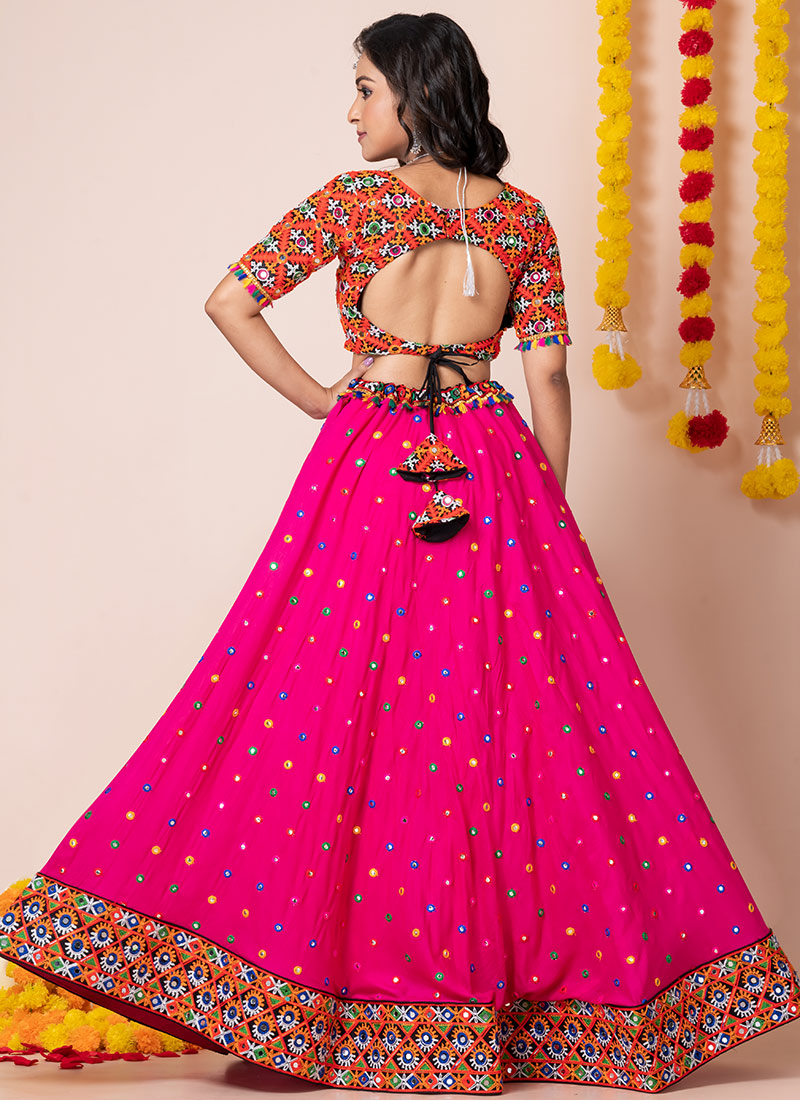 Pink Yellow Multicolor Chaniya Choli with Heavy Dupatta main image 1