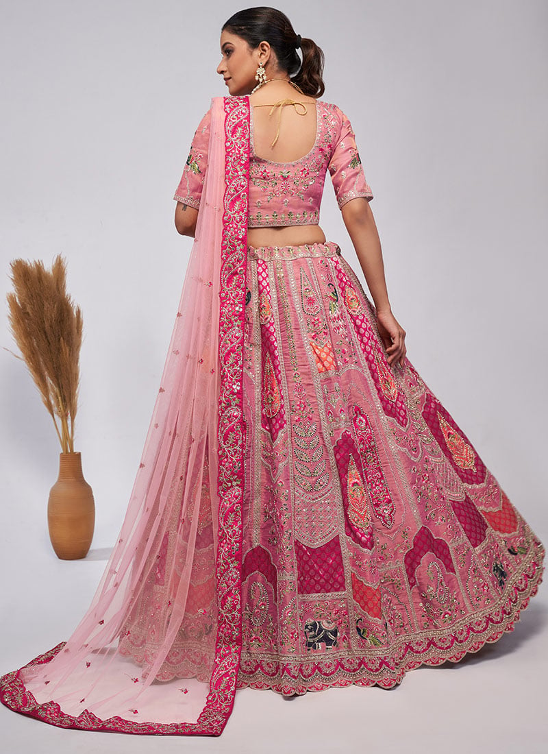 Raw Silk Heavy Bridal Orange Color Silk Zari Lehenga - Clearance main image 1