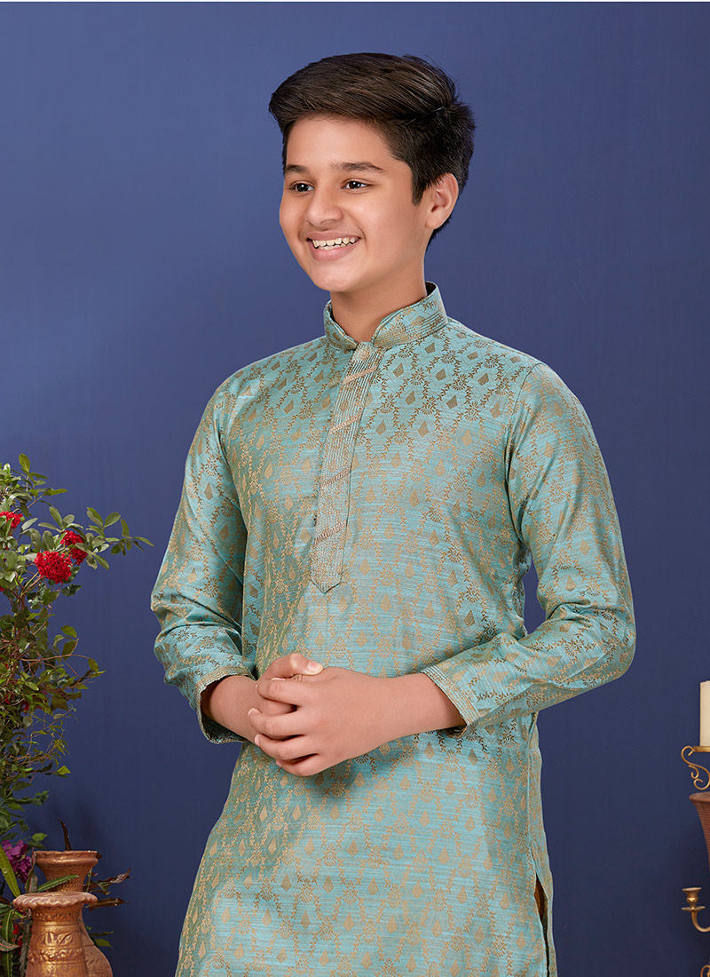 Babyhug Full Sleeves Kurta & Pyjama Moustache Print - White Navy Blue