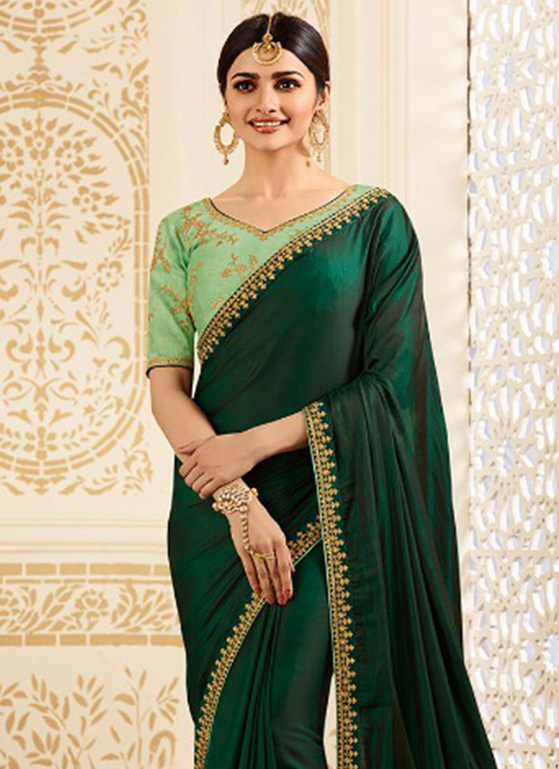 Contrast blouse for dark green silk saree Outlet