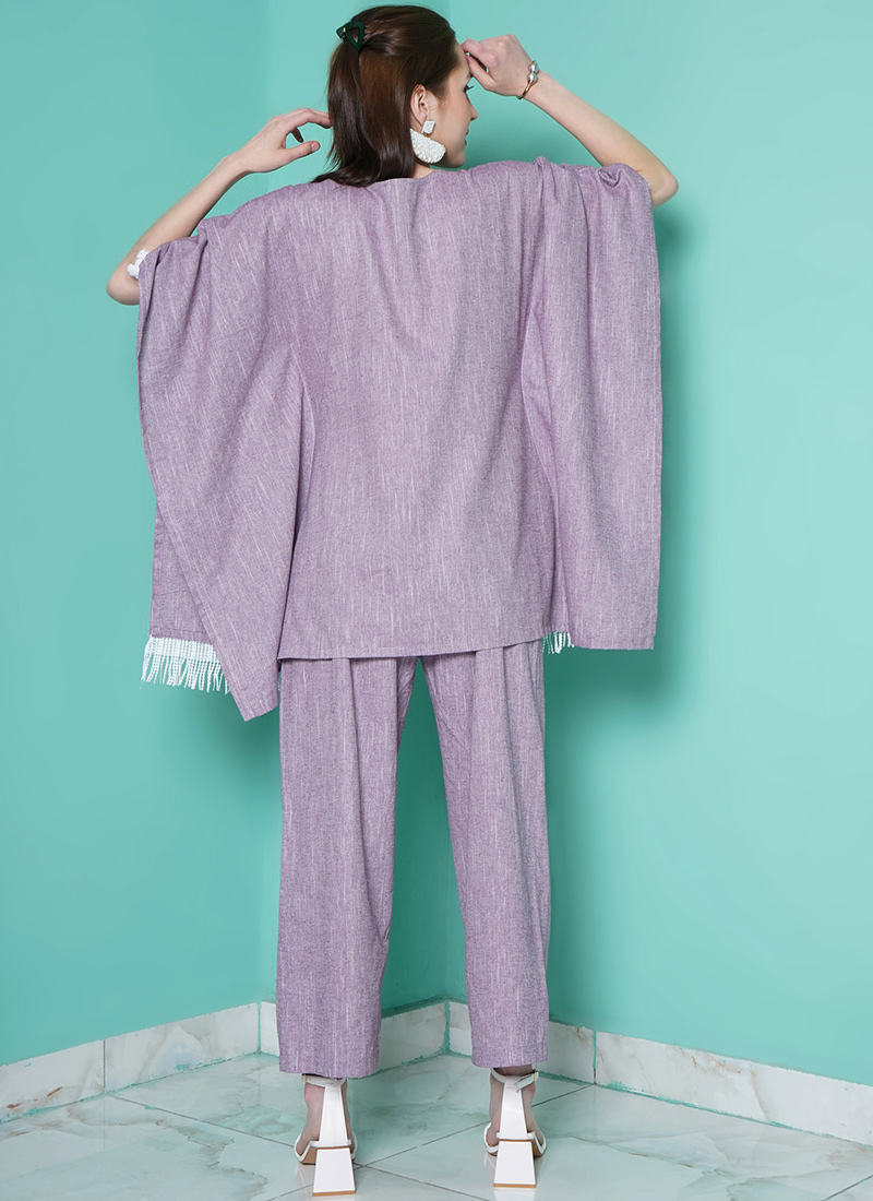 Purple Blended CottonKurta Sets KRSDRNRWRKS105