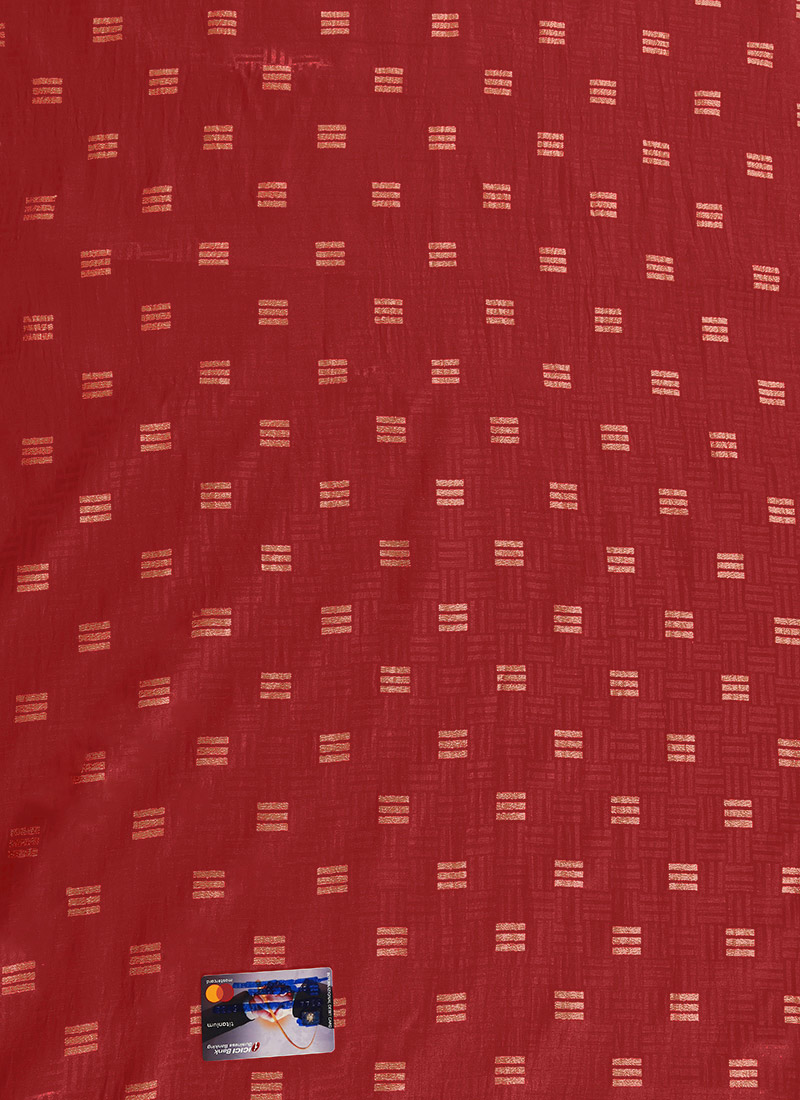 Buy Red Art Silk Fabric, Printed, blended patterned Online Shopping