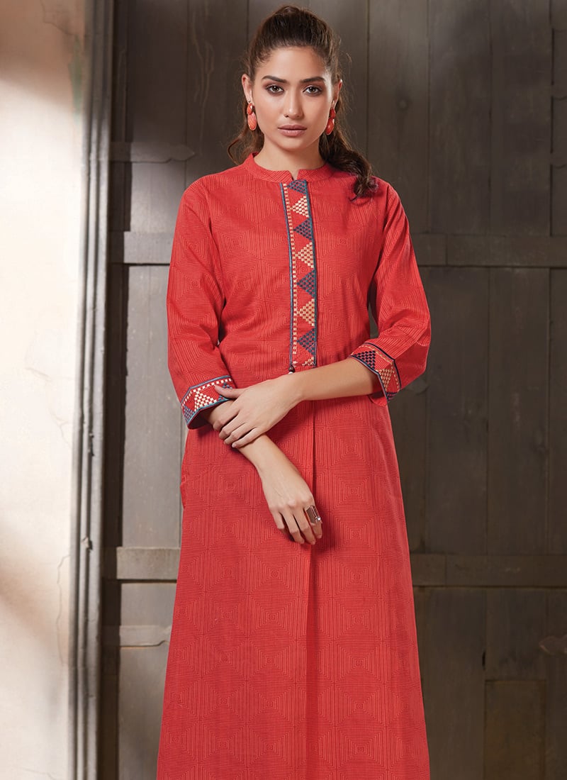 Buy Red Embroidered Kurta Palazzo Set, Embroidered, kurta palazzo set
