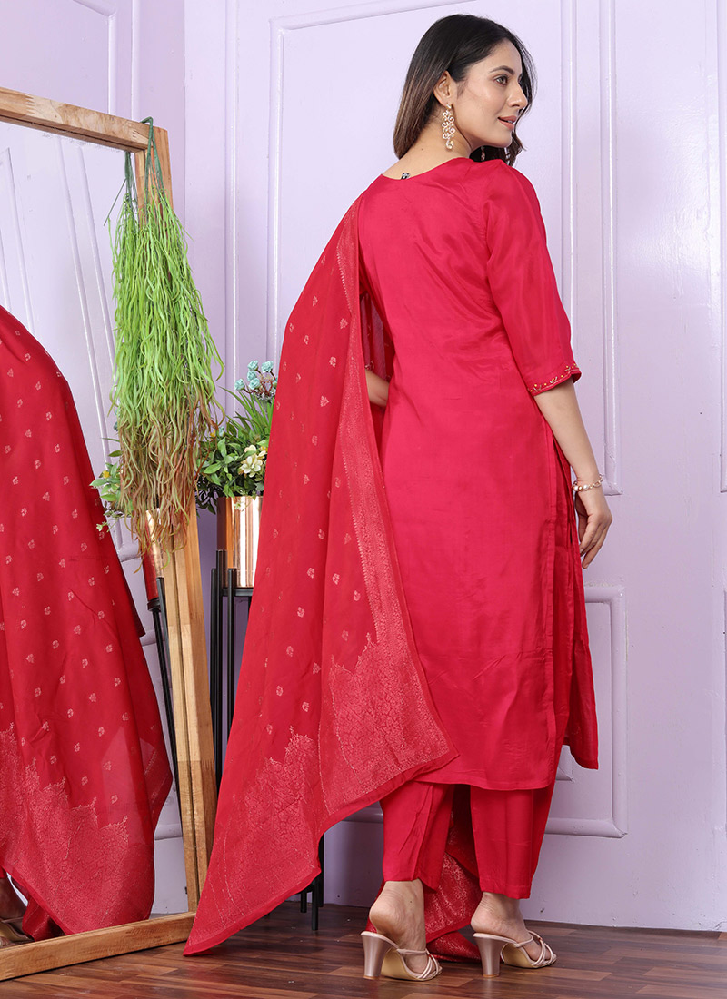 Lava Red Viscos Rayon Straight Pant main image 1