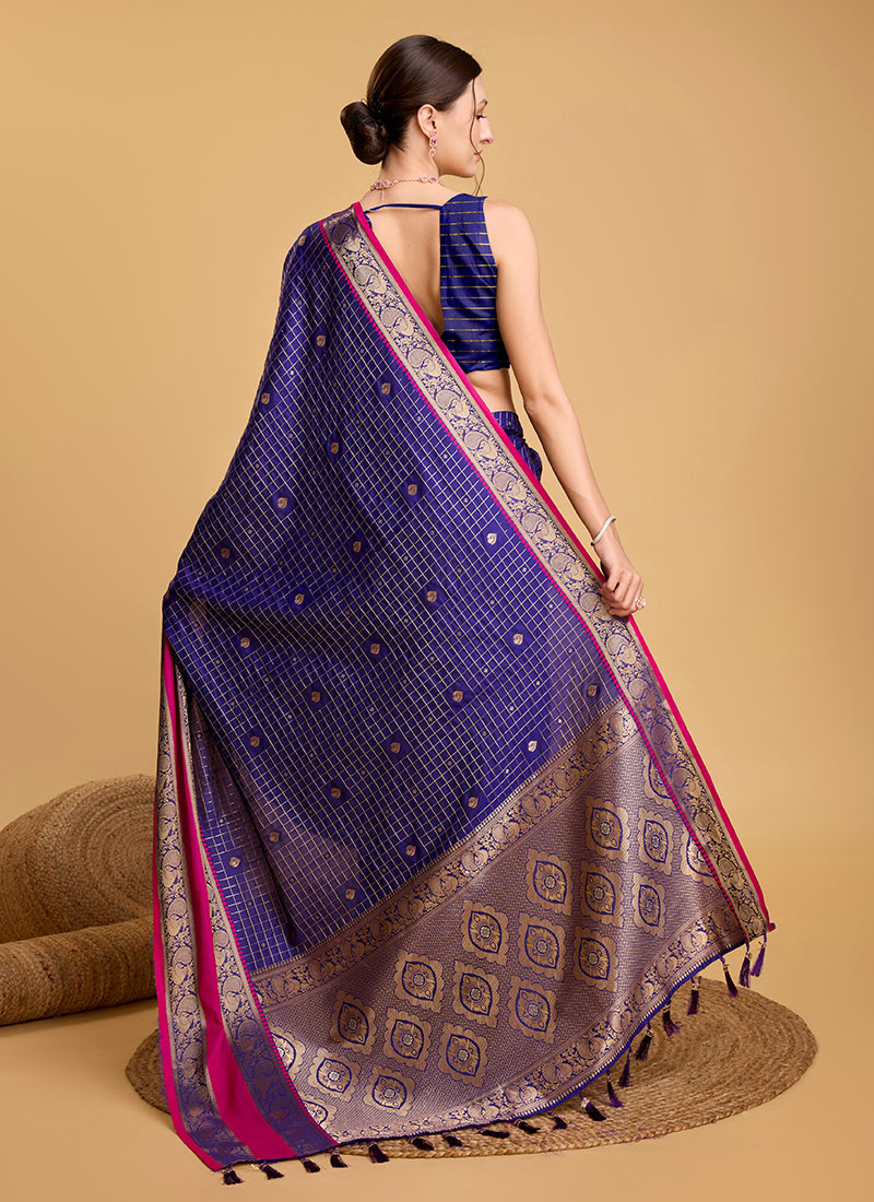 Elegant Zari Jacquard Aura Silk Saree for Special Occasions