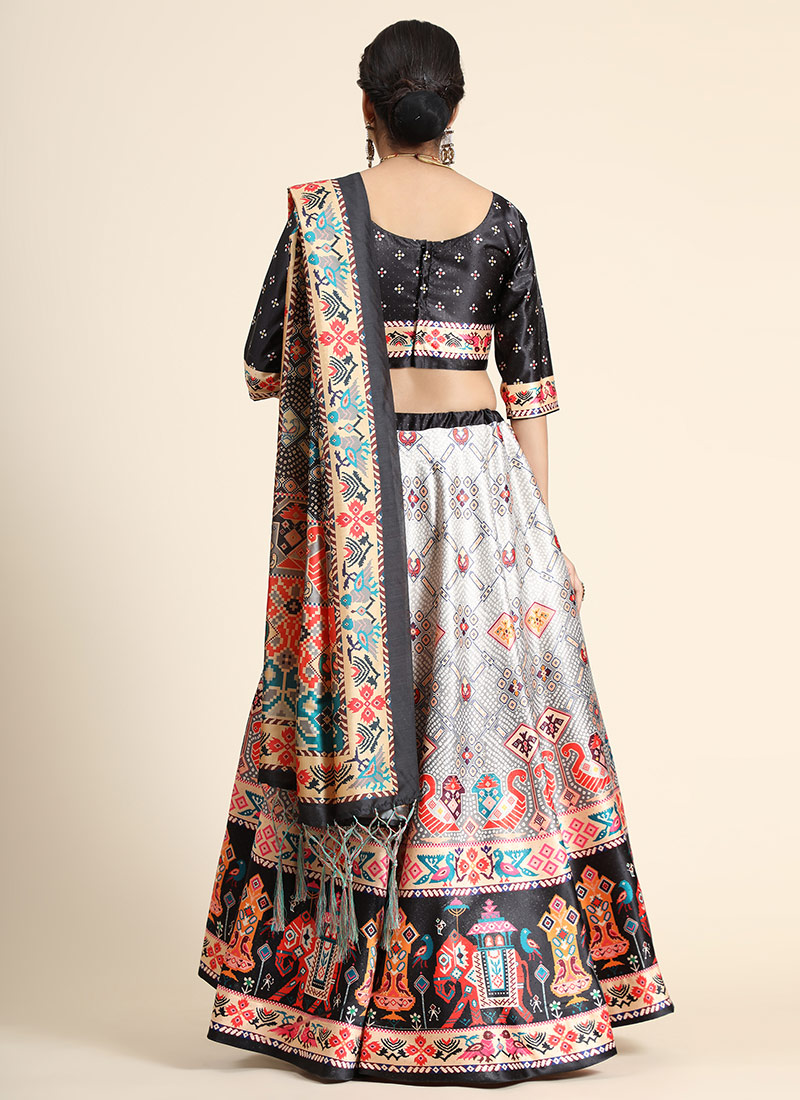 Digital floral zari satin printed Lehengas main image 1