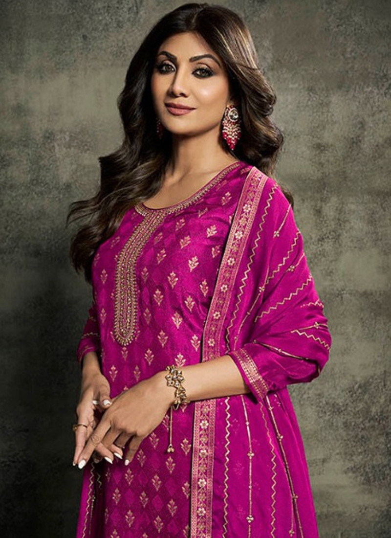 Pink Pure Art Silk Pant Salwar Suits main image 1