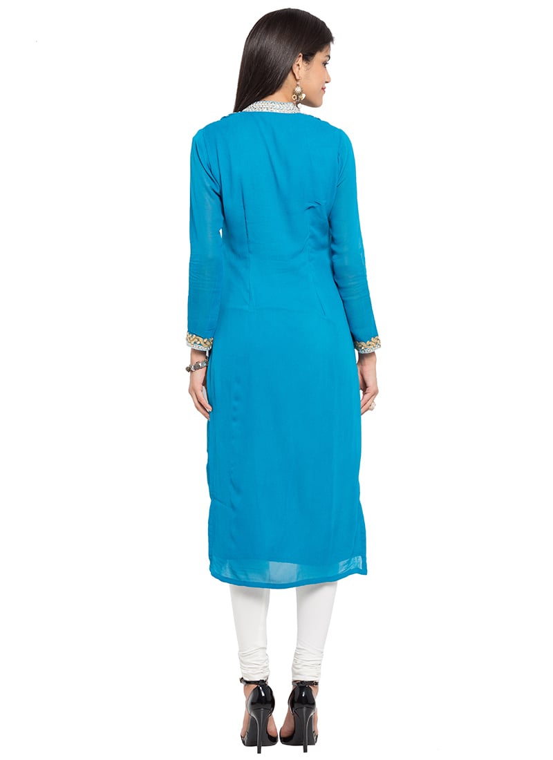 sky blue silk kurti