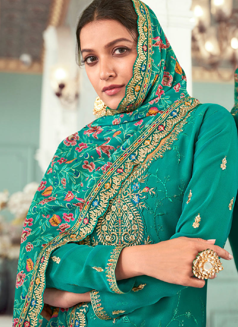 Green Pant style Straight Faux Georgette main image 1