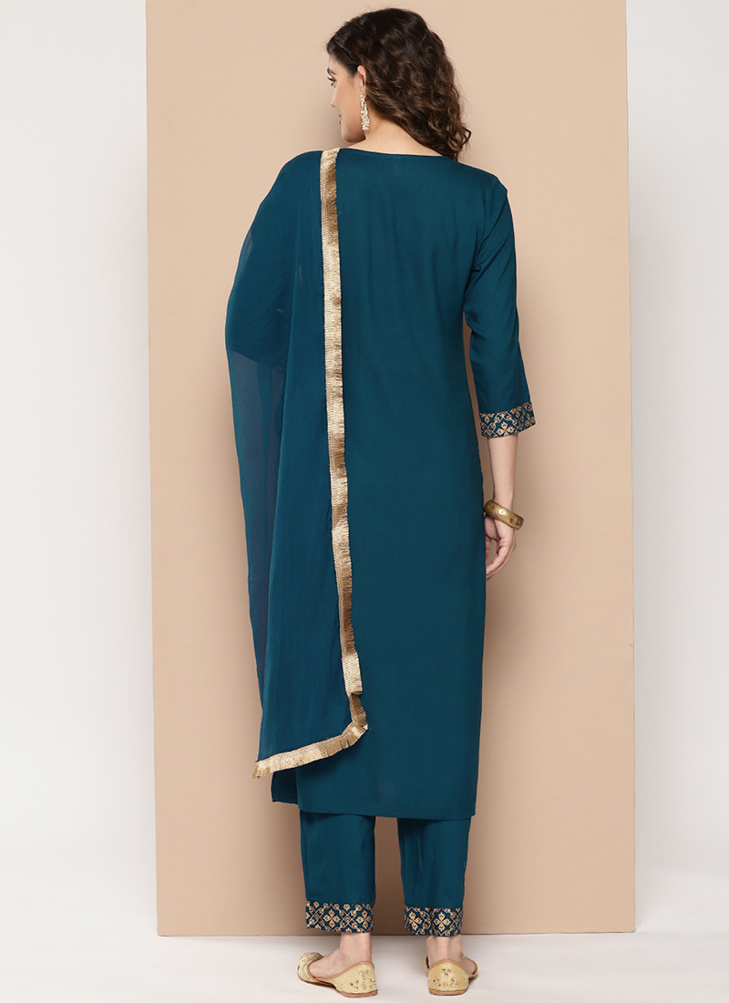 Teal Viscose Rayon Salwar Suit Pant