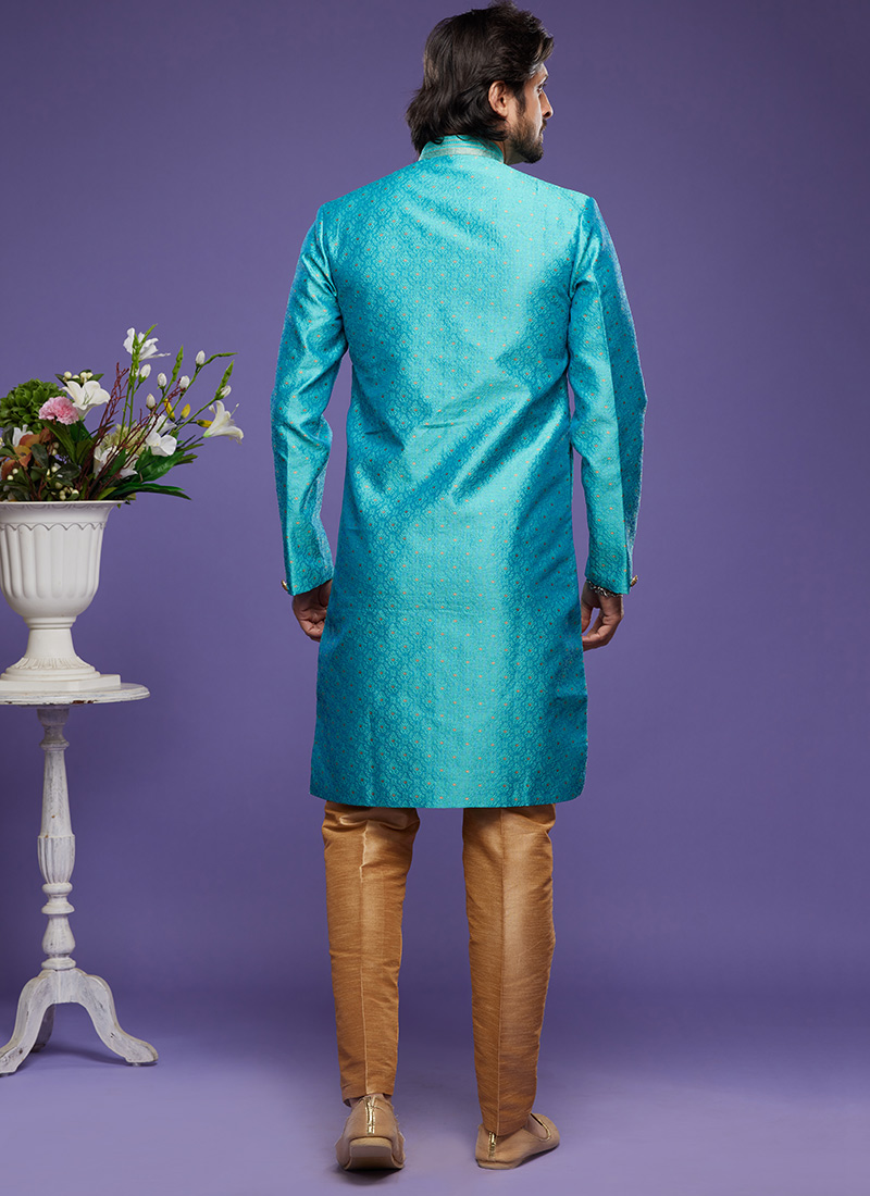 Abito indo-occidentale ricamato Sherwani: abito da sposo per uomo - Italia