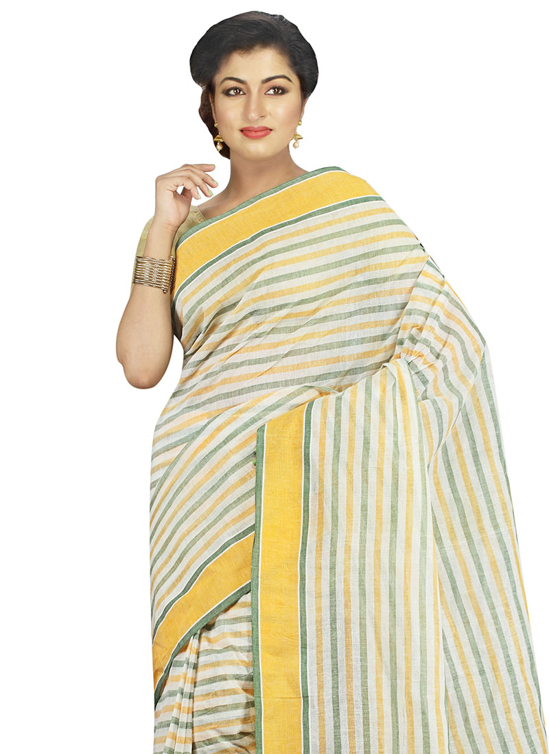 Buy Tricolor Cotton Tant Saree, Handloom , Tangail , Bengal Handloom, sari Online Shopping