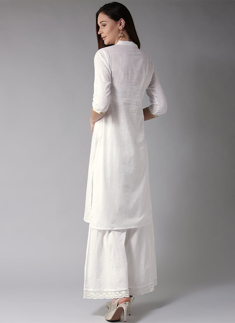 White Blended Cotton Kurtis KRDMF327