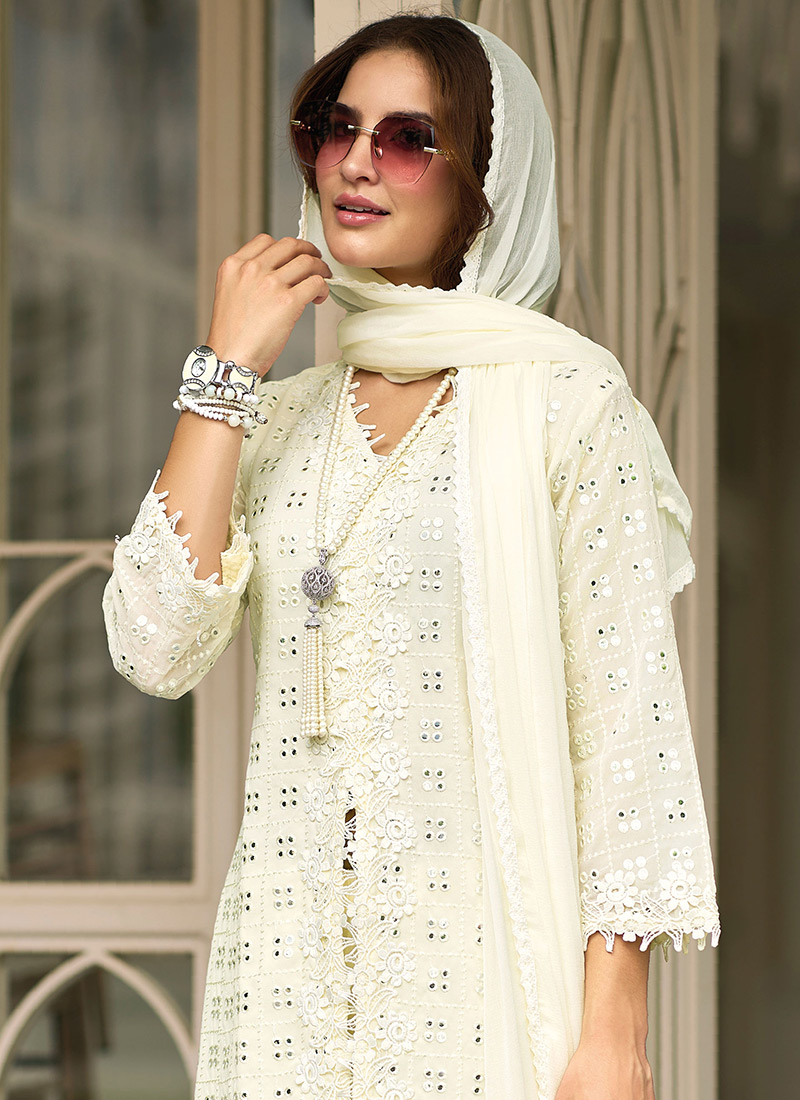 Teal Sharara style Suits Faux Georgette